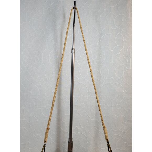 VINTAGE Woven Wooden Cinch Bag Brown Circle Handmade Rattan Summer‎ Beach Bag - Picture 11 of 14